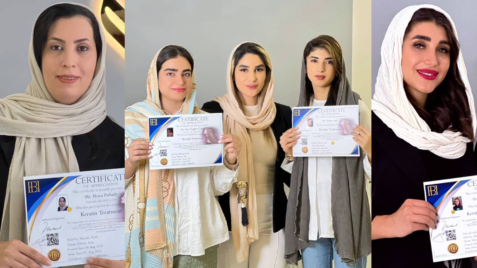 دوره آموزش کراتین مو با مدرک فنی و حرفه‌ای در سالن زیبایی مائده عرب